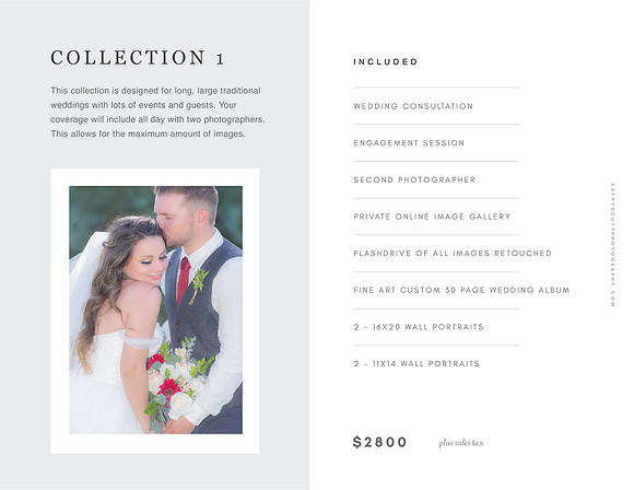 Wedding Pricing collection 1 2022